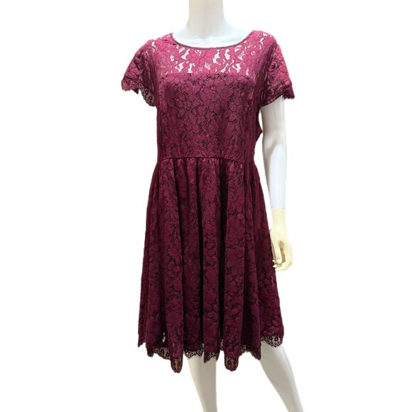 Torrid Women’s 22 Wine Lace Lined Flutter Sleeve Dress Holiday - Picture 1 of 7